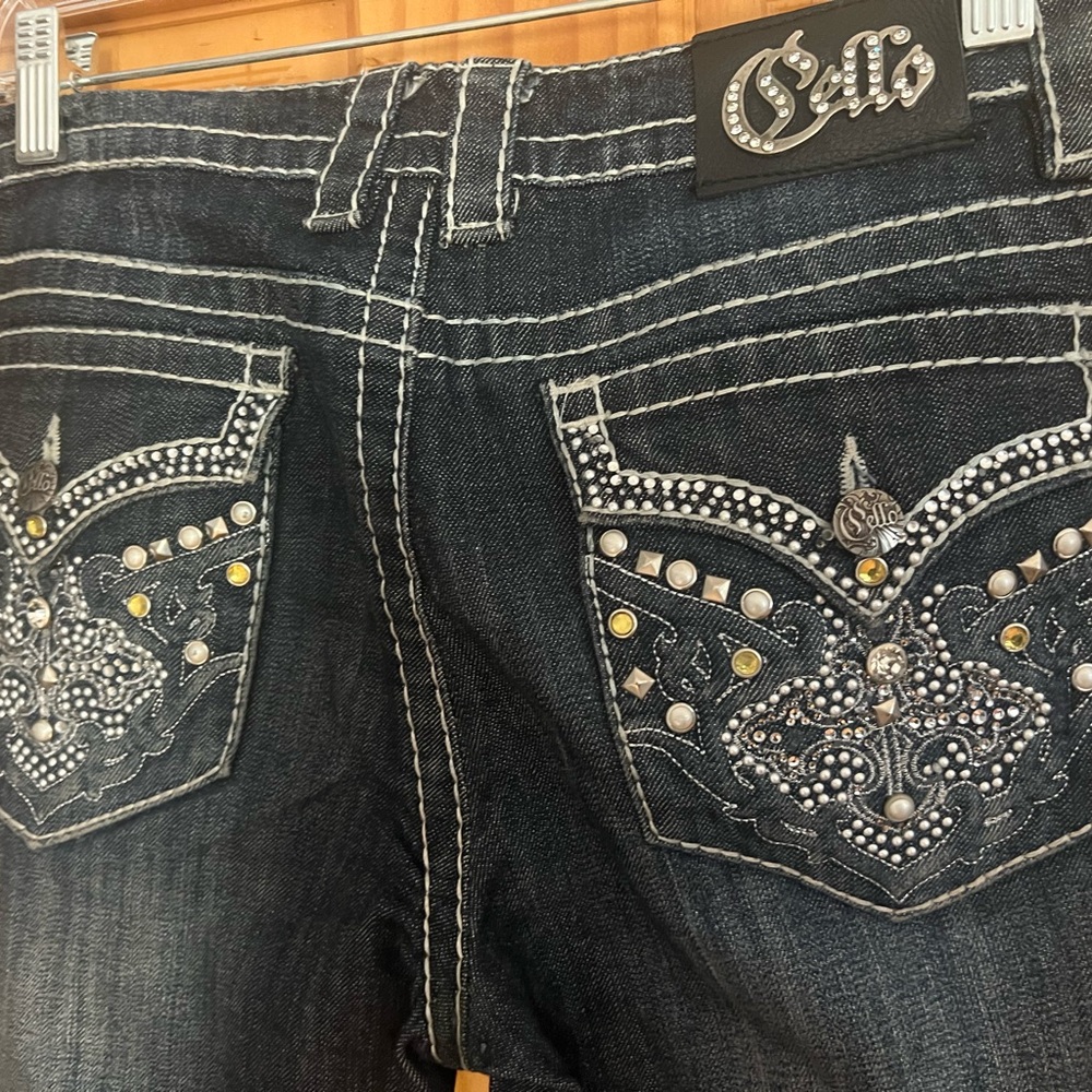 Cello Women's Black Embellished Jeans, Size 9, Like New